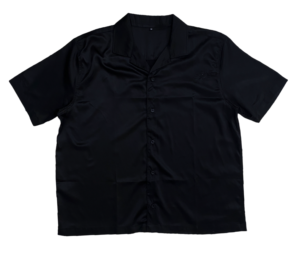 OBSIDIAN Oversized Half Sleeve Collared Pink Satin Embroidered Shirt