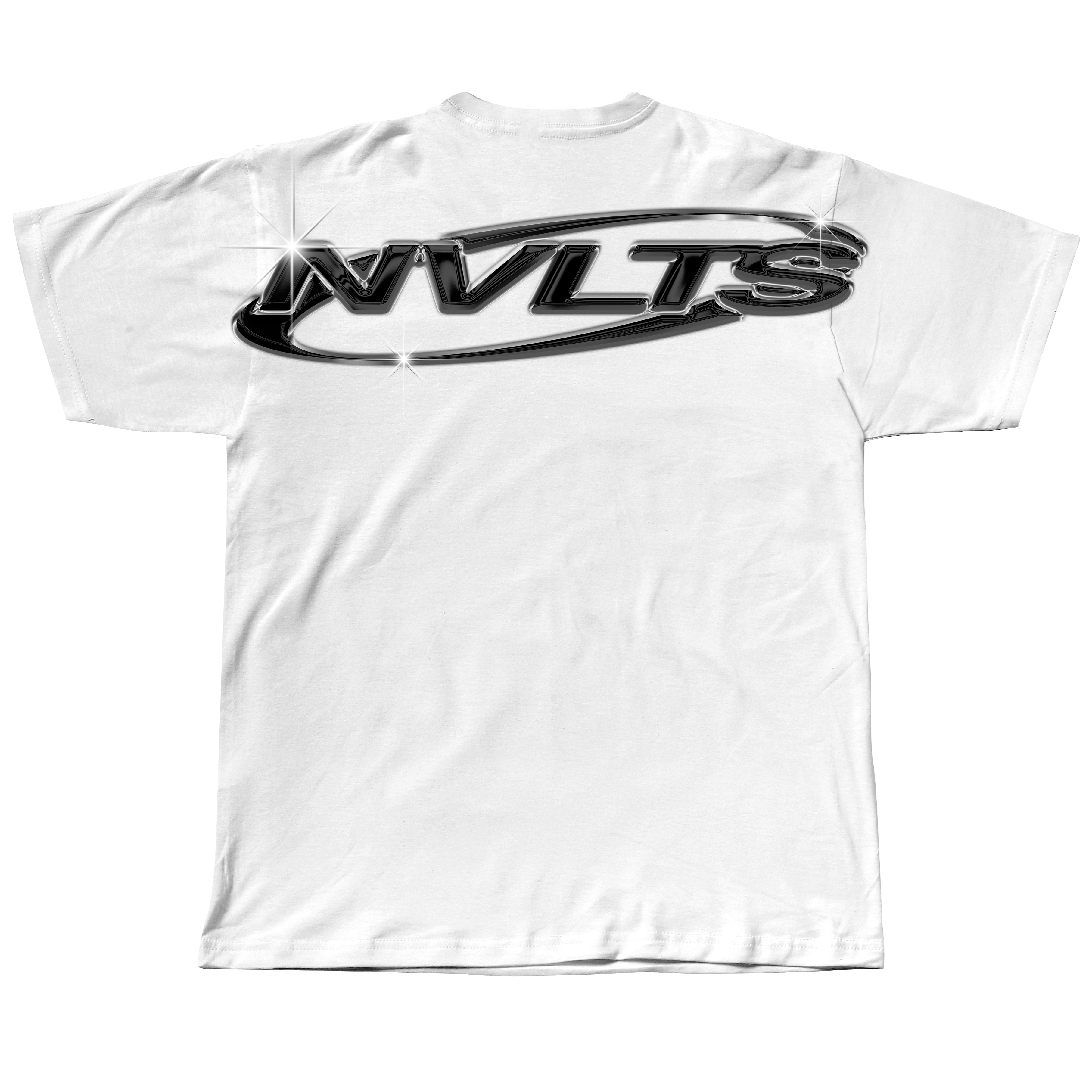 NVLTS "Rally" Chrome Drop Shoulder Oversized Tee - White and Black Chrome